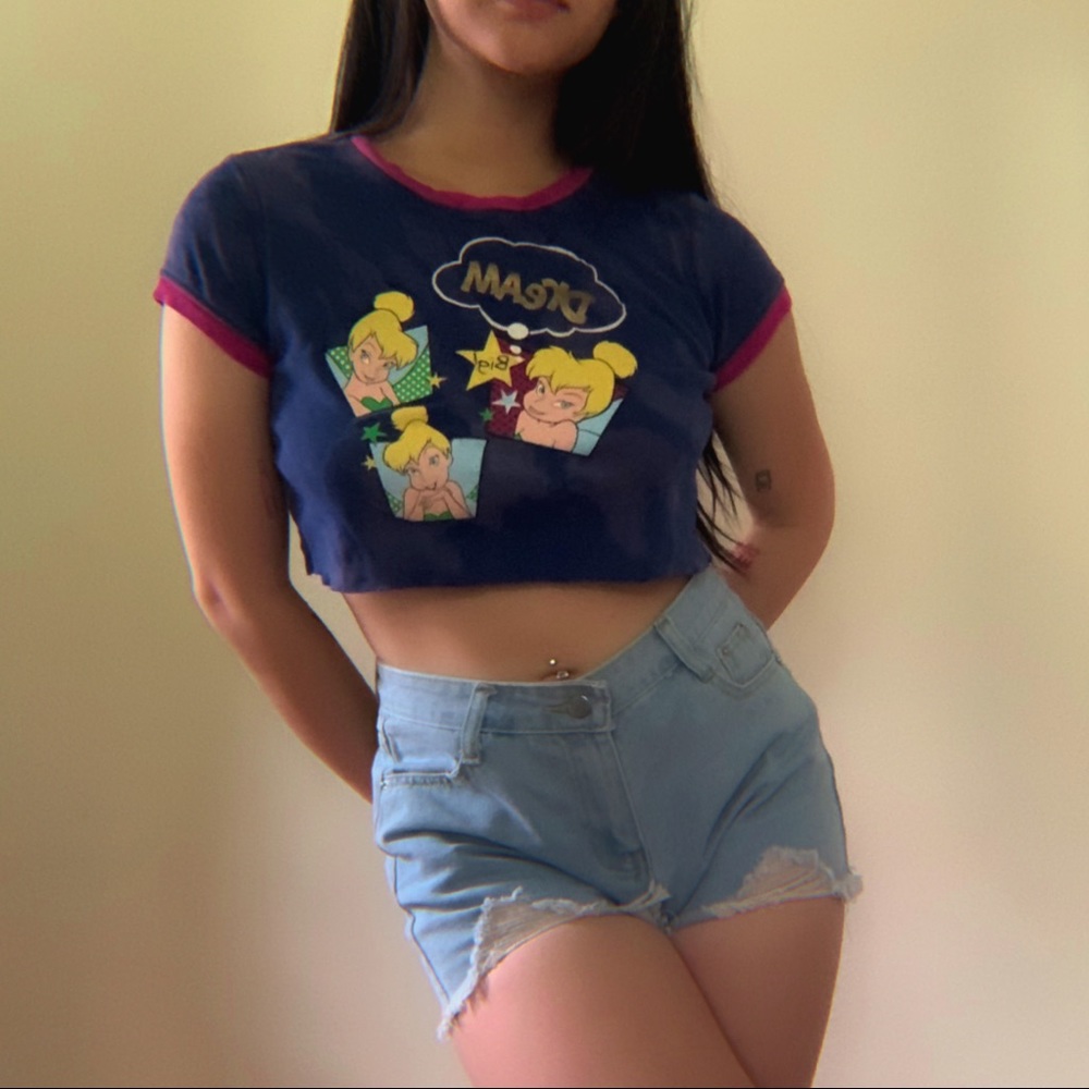 ‼️SOLD‼️ Tinker bell disney navy y2k crop top